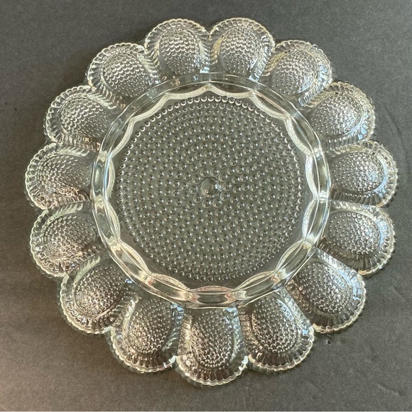 Vintage Indiana Glass 11" Deviled Egg Plate  Hobnail Pattern  Crystal / … - Picture 2 of 4
